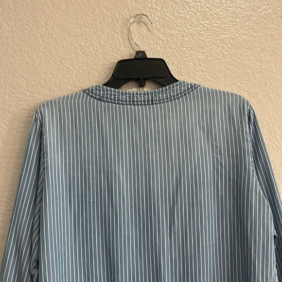 Kelly Renee Blouse Women Large Blue Striped Long Sleeve Bell Sleeve V Neck Boho - Picture 8 of 9